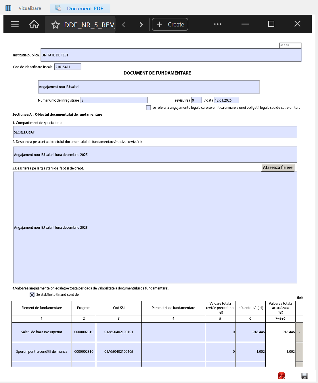 Pagina Document PDF, gata de semnare în K-BOT